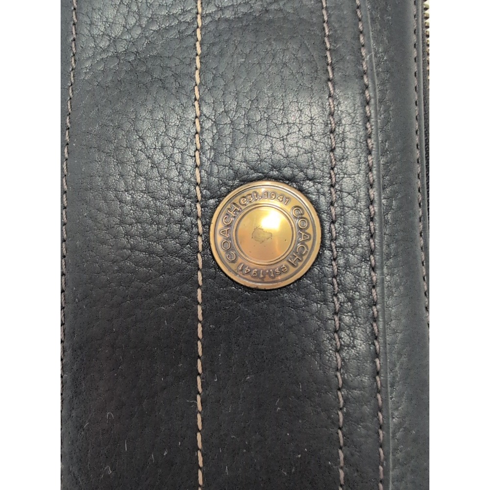 Vintage Coach Zip Around Wallet Black Pebbled Leather - Picture 2 of 9